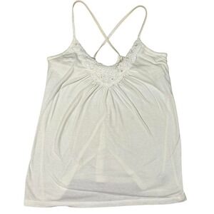 Women's M American Eagle White Crochet Back‎ Tank Top Y2K Festival Wear